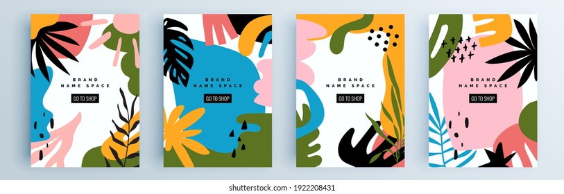 Modern abstract covers set, minimal covers design. Colorful geometric background, vector illustration.