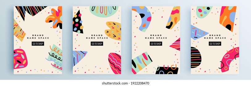 Modern abstract covers set, minimal covers design. Colorful geometric background, vector illustration.