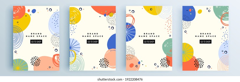 Modern abstract covers set, minimal covers design. Colorful geometric background, vector illustration.