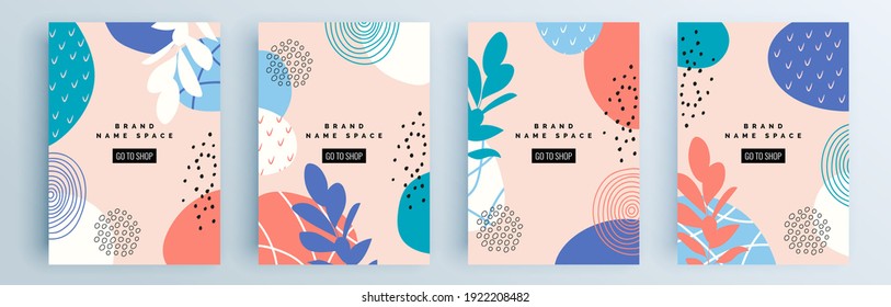 Modern abstract covers set, minimal covers design. Colorful geometric background, vector illustration.