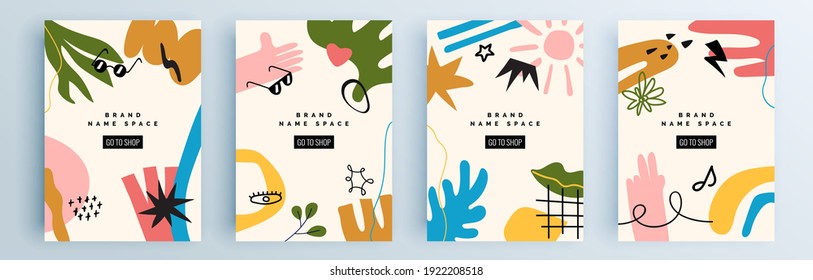 Modern abstract covers set, minimal covers design. Colorful geometric background, vector illustration.