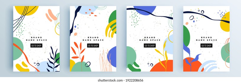 Modern abstract covers set, minimal covers design. Colorful geometric background, vector illustration.