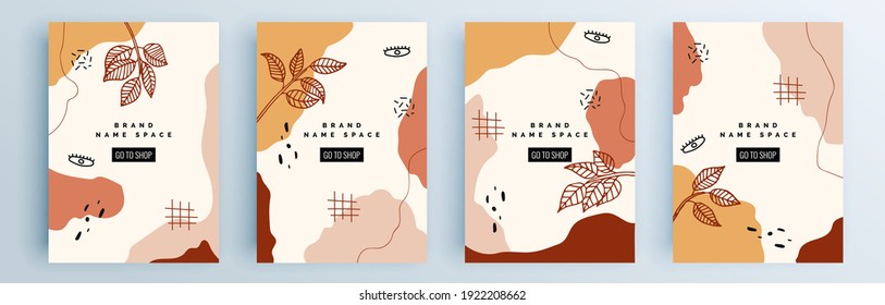 Montaje de cubiertas abstractas modernas, diseño mínimo de cubiertas. Fondo geométrico colorido, ilustración vectorial.