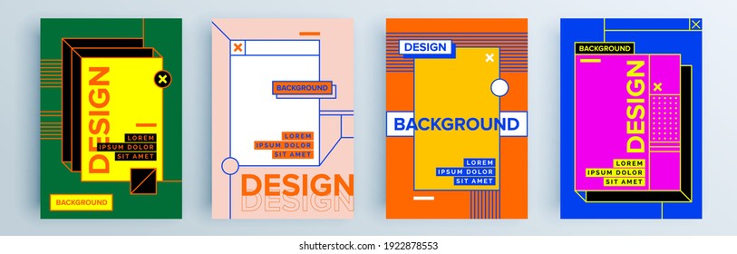 Moderne abstrakte Cover-Set, minimales Cover-Design. Farbiger geometrischer Hintergrund, Vektorgrafik.