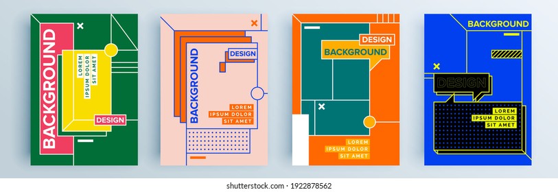 Modern abstract covers set, minimal covers design. Colorful geometric background, vector illustration.