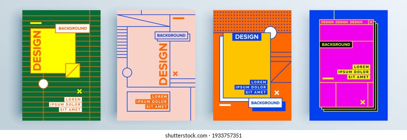 Modern abstract covers set, minimal covers design. Colorful geometric background, vector illustration.