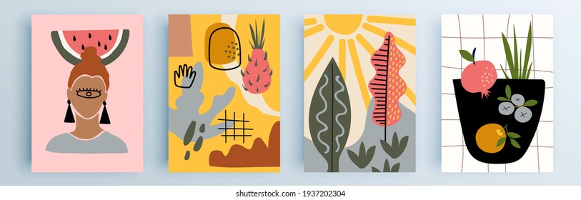 Modern abstract covers set, minimal covers design. Colorful geometric background, vector illustration.