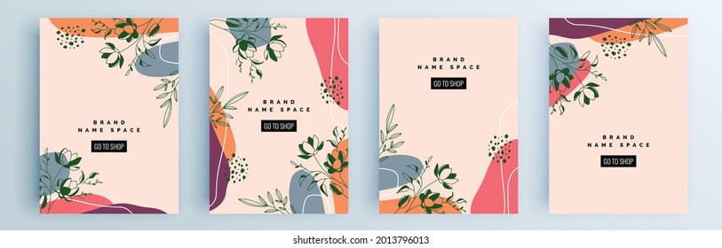 Modern abstract covers set, minimal covers design. Colorful geometric background, vector illustration.