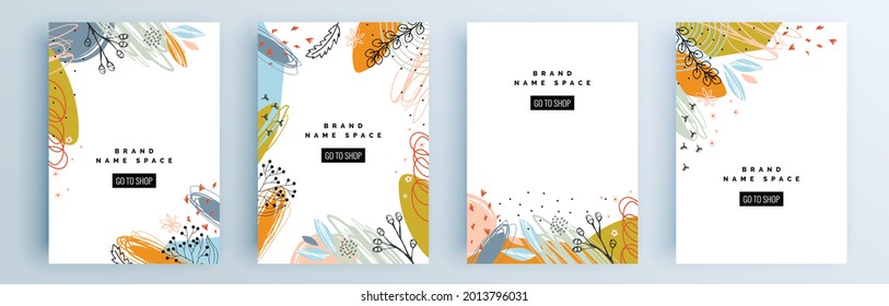 Modern abstract covers set, minimal covers design. Colorful geometric background, vector illustration.