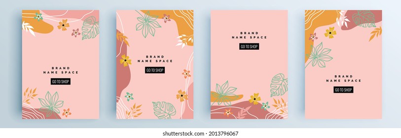 Modern abstract covers set, minimal covers design. Colorful geometric background, vector illustration.