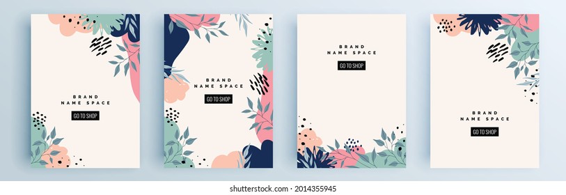Moderne abstrakte Cover-Set, minimales Cover-Design. Farbiger geometrischer Hintergrund, Vektorgrafik.
