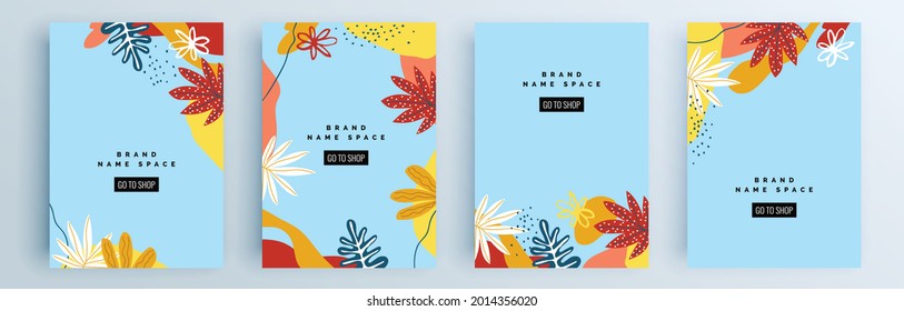 Modern abstract covers set, minimal covers design. Colorful geometric background, vector illustration.
