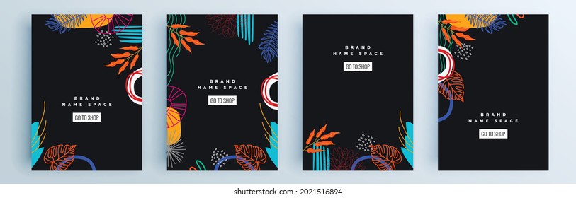 Modern abstract covers set, minimal covers design. Colorful geometric background, vector illustration.