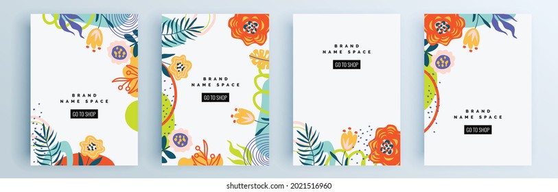 Modern abstract covers set, minimal covers design. Colorful geometric background, vector illustration.