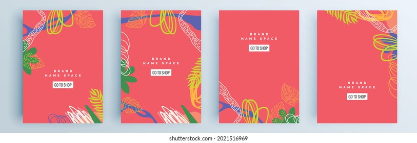 Modern abstract covers set, minimal covers design. Colorful geometric background, vector illustration.