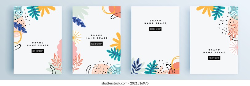 Modern abstract covers set, minimal covers design. Colorful geometric background, vector illustration.