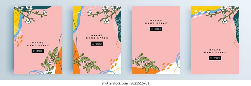 Modern abstract covers set, minimal covers design. Colorful geometric background, vector illustration.