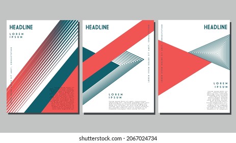 Montaje de cubiertas abstractas modernas, diseño mínimo de cubiertas. Fondo geométrico colorido, ilustración vectorial. o Folleto, póster, presentación corporativa, portafolio, volante, diseño
