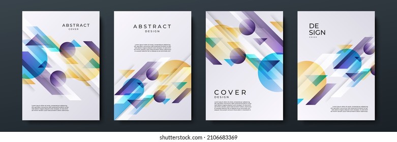 Modern abstract covers set, minimal covers design. Colorful geometric background. Minimal geometric shapes composition. Futuristic patterns. Vector illustration