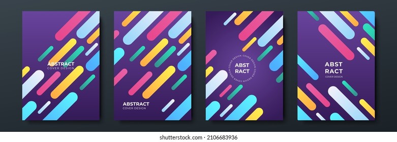 Modern abstract covers set, minimal covers design. Colorful geometric background, vector illustration