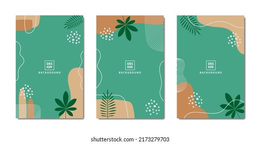 Fundas abstractas modernas. Diseño de cubiertas mínimas. Fondo tropical. Ilustración vectorial.