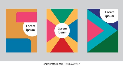 Moderne abstrakte Cover-Set, minimales Cover-Design. Farbiger geometrischer Hintergrund, Vektorgrafik.