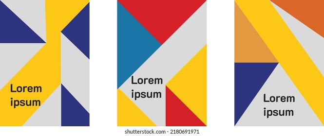 Moderne abstrakte Cover-Set, minimales Cover-Design. Farbiger geometrischer Hintergrund, Vektorgrafik.