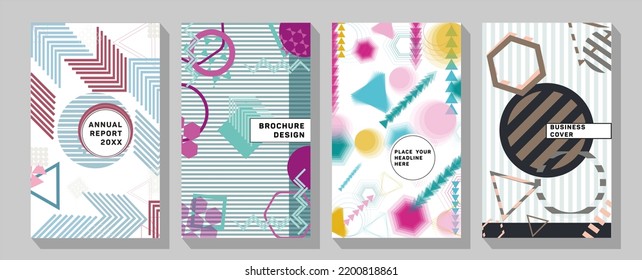 Modern abstract covers set, minimal covers design.  Colorful geometric background, vector illustration.