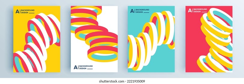 Moderne abstrakte Cover-Set, minimales Cover-Design. Farbiger geometrischer Hintergrund, Vektorgrafik.