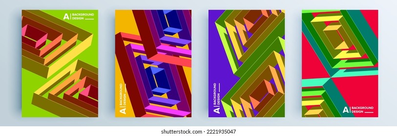Modern abstract covers set, minimal covers design. Colorful geometric background, vector illustration.