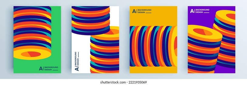 Montaje de cubiertas abstractas modernas, diseño mínimo de cubiertas. Fondo geométrico colorido, ilustración vectorial.