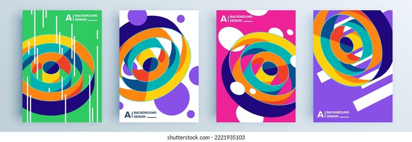 Modern abstract covers set, minimal covers design. Colorful geometric background, vector illustration.