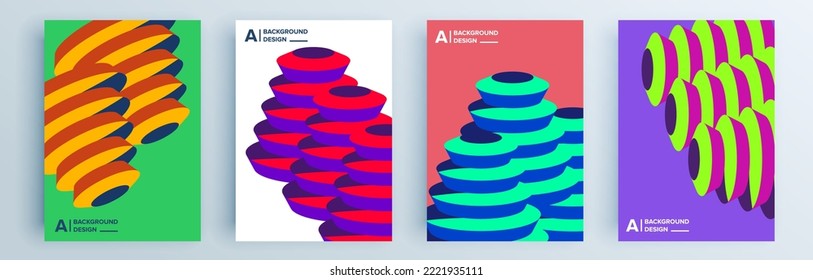Moderne abstrakte Cover-Set, minimales Cover-Design. Farbiger geometrischer Hintergrund, Vektorgrafik.