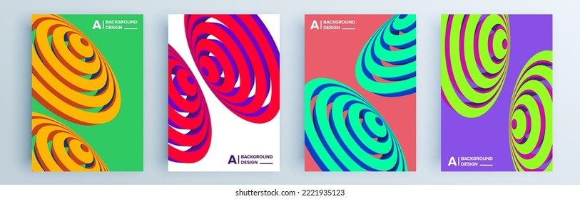 Montaje de cubiertas abstractas modernas, diseño mínimo de cubiertas. Fondo geométrico colorido, ilustración vectorial.