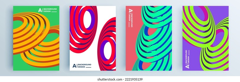 Moderne abstrakte Cover-Set, minimales Cover-Design. Farbiger geometrischer Hintergrund, Vektorgrafik.