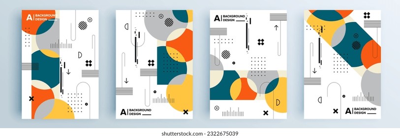 Modern abstract covers set, minimal covers design. Colorful geometric background, vector illustration.