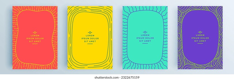 Moderne abstrakte Cover-Set, minimales Cover-Design. Farbiger geometrischer Hintergrund, Vektorgrafik.