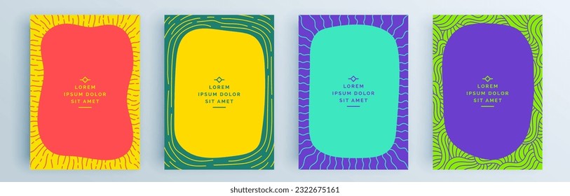 Modern abstract covers set, minimal covers design. Colorful geometric background, vector illustration.