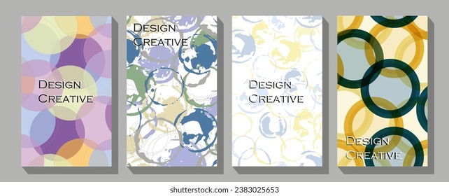 Modern abstract covers set, minimal covers design.   Trendy style poster set for wall decoration, interior, wallpaper, banner.