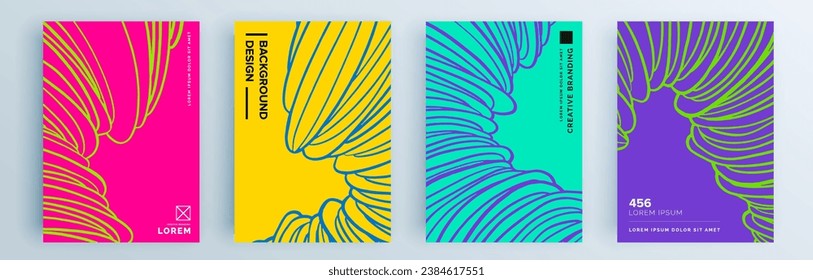 Moderne abstrakte Cover-Set, minimales Cover-Design. Farbiger geometrischer Hintergrund, Vektorgrafik.