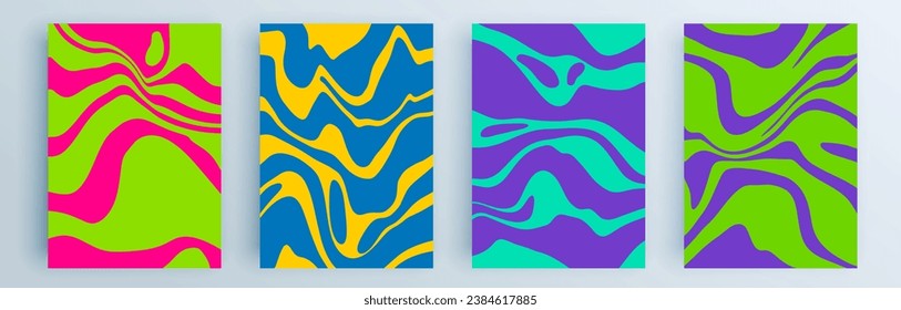 Moderne abstrakte Cover-Set, minimales Cover-Design. Farbiger geometrischer Hintergrund, Vektorgrafik.