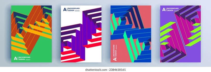 Modern abstract covers set, minimal covers design. Colorful geometric background, vector illustration.