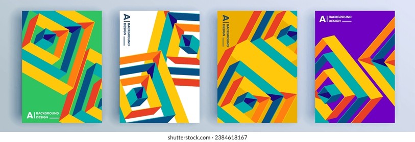 Modern abstract covers set, minimal covers design. Colorful geometric background, vector illustration.