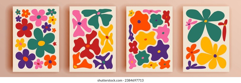 Montaje de cubiertas abstractas modernas, diseño mínimo de cubiertas. Fondo geométrico colorido, ilustración vectorial.