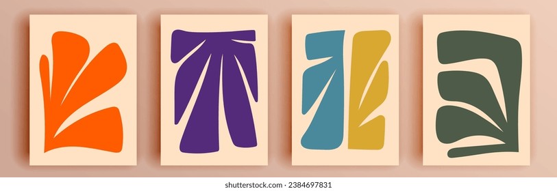 Montaje de cubiertas abstractas modernas, diseño mínimo de cubiertas. Fondo geométrico colorido, ilustración vectorial.