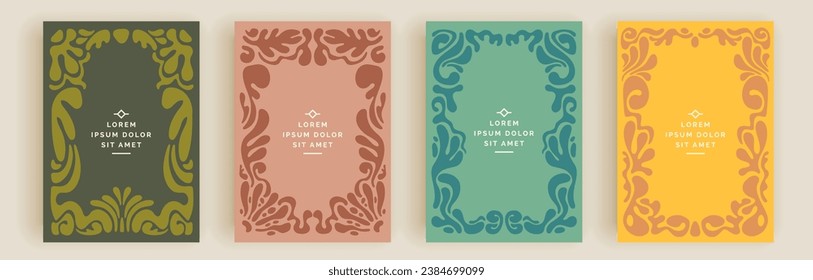 Moderne abstrakte Cover-Set, minimales Cover-Design. Farbiger geometrischer Hintergrund, Vektorgrafik.