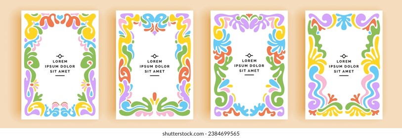Modern abstract covers set, minimal covers design. Colorful geometric background, vector illustration.