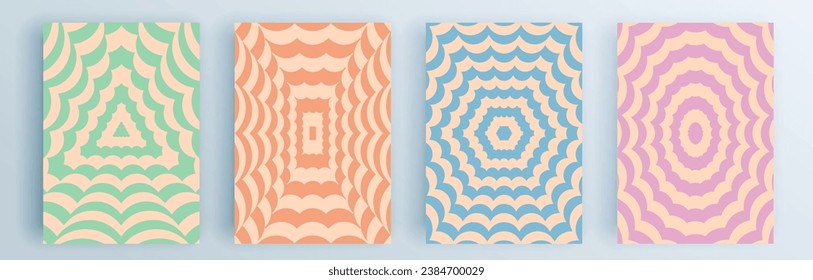 Montaje de cubiertas abstractas modernas, diseño mínimo de cubiertas. Fondo geométrico colorido, ilustración vectorial.