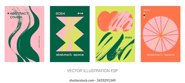 Modern abstract covers set, minimal covers design. Colorful geometric background, vector illustration.