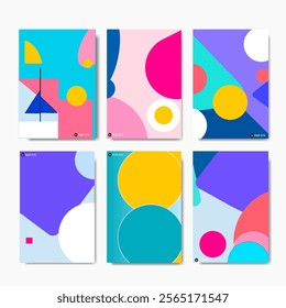 Modern abstract covers set, minimal covers design. Colorful geometric background
